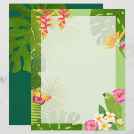 Lámina Paraíso tropical en blanco verde