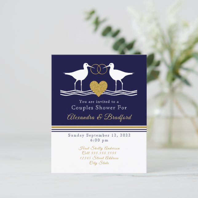 Lámina Pareja náutica costera ducha marina de arena azul (Anverso de pie)