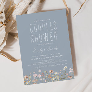 Lámina Parejas Azul Dusty Shower Invitación Flor silvestr