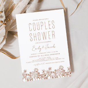 Lámina Parejas Ducha Boho Flor silvestre Elegante Invitac
