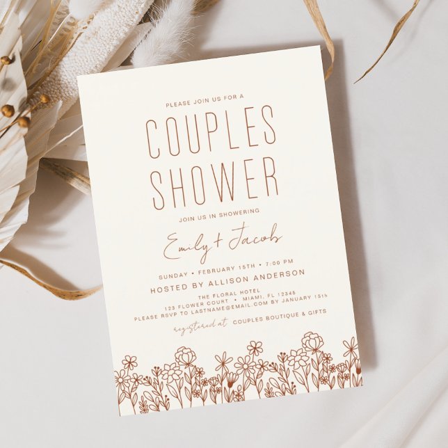 Lámina Parejas Ducha Boho Flor silvestre Elegante Invitac (Subido por el creador)