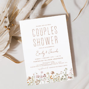 Lámina Parejas Ducha Boho Flor silvestre Invitación moder