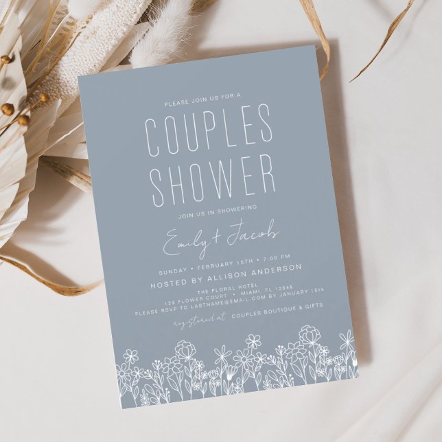 Lámina Parejas Ducha Flor silvestre Dusty Blue Invitación (Subido por el creador)
