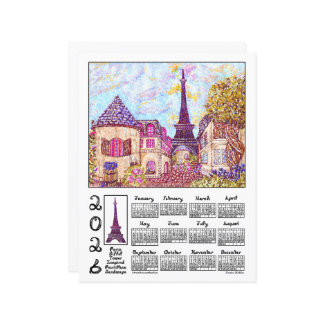 Lámina Paris Eiffel Pointillism Landscape 2026 Calendar