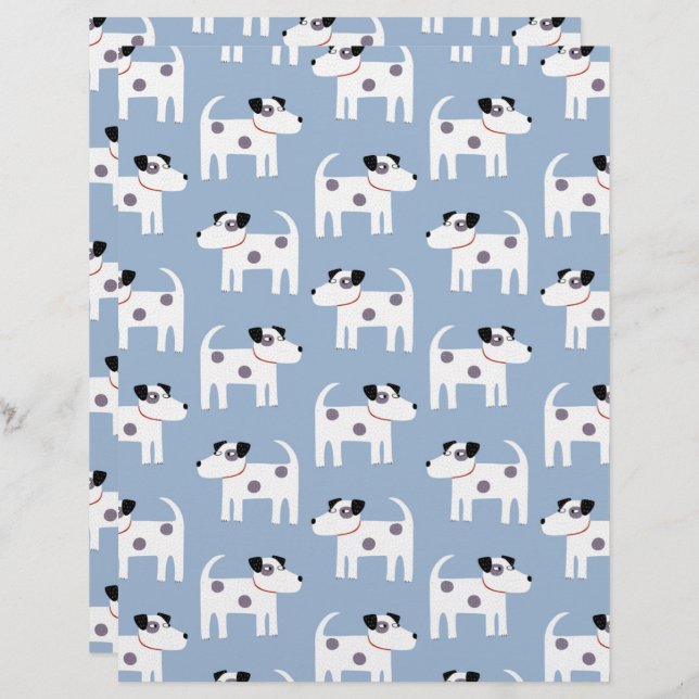 Lámina Parson Jack Russell Terrier Dog Pattern Blue (Anverso / Reverso)