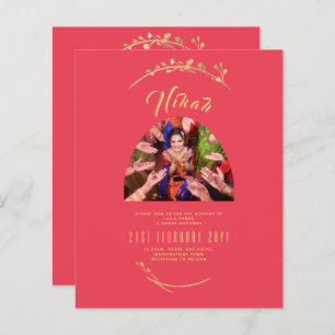 Lámina Participación del Boda de fotografía de oro rojo N