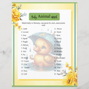 Lámina Partida de animales de Baby Shower Cubber Ducky