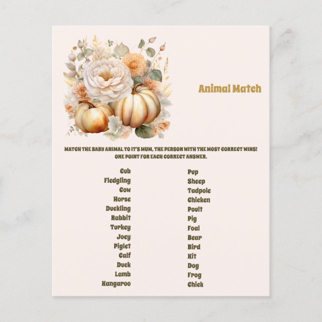 Lámina Partida de animales en Baby Shower (Anverso)