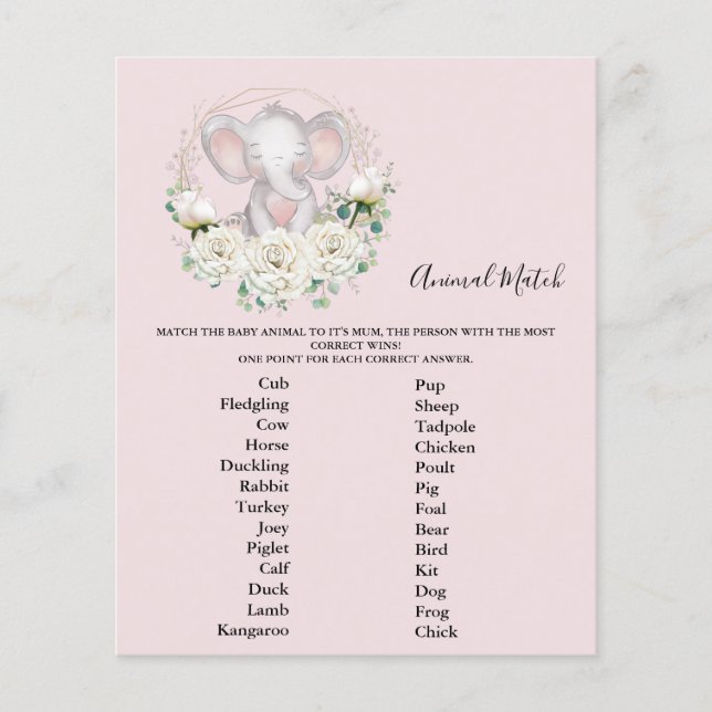 Lámina Partida de animales en Baby Shower (Anverso)