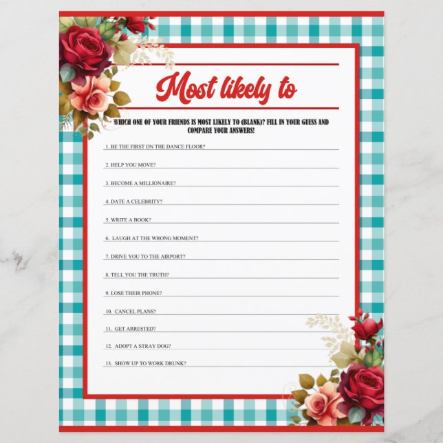 Lámina Partida más probable de cumpleaños azul clásico (Anverso)