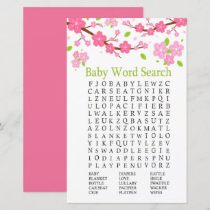 Lámina Partida Sakura Baby Shower Word Search Game