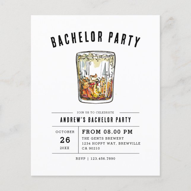Lámina Partido Bachelor del Groom Whiskey Moderno del Pre (Anverso)
