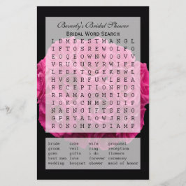 Lámina Partido Bridal Shower Word Search Game - Rosas