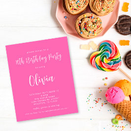 Lámina Partido de cumpleaños 10 Hot Pink Hot Script de pr