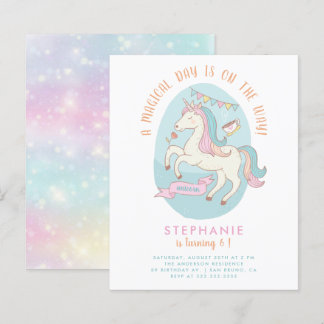 Lámina Partido de Cumpleaños del Chica Rainbow Unicorn