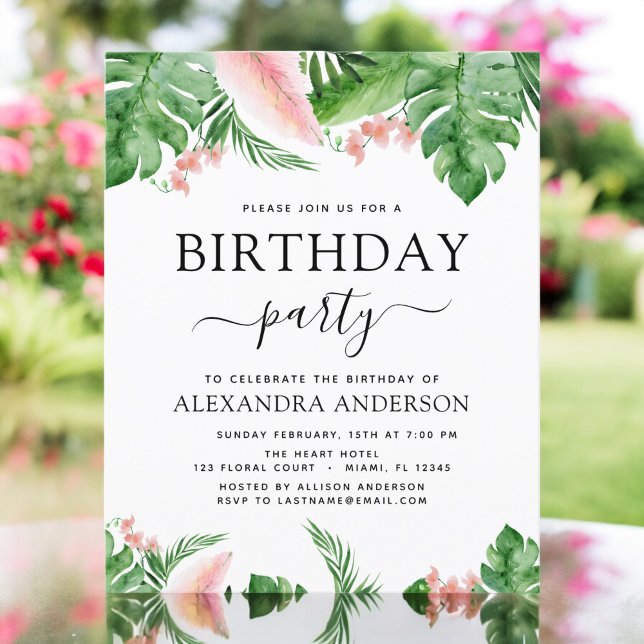 Lámina Partido de Cumpleaños Tropical Palm Floral (Subido por el creador)