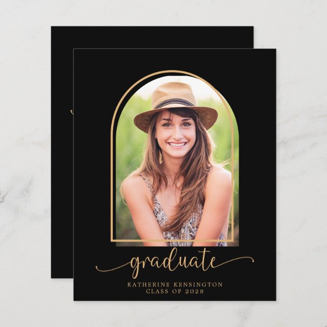 Lámina Partido de Graduación de Foto del Arco de Oro Negr (Anverso / Reverso)