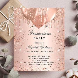 Lámina Partido de graduación de presupuesto rosa globos d