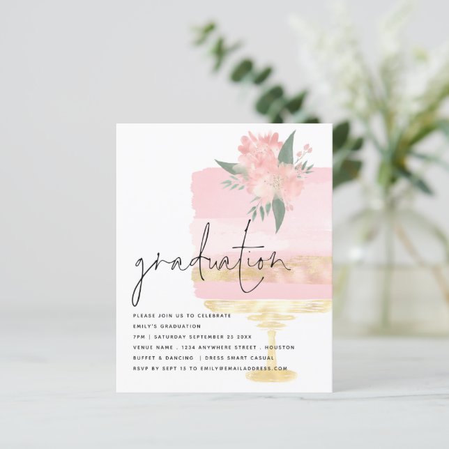 Lámina Partido de Graduación del Pastel de Oro Rosado (Anverso de pie)