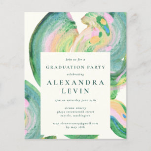 Lámina Partido de Graduación Green Swirl Resumen de Artsy