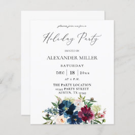 Lámina Partido feriado floral blanco, borgoña y azul de p