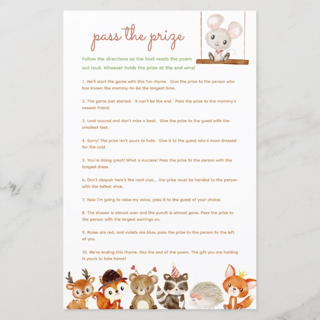 Lámina Pasar el juego de la ducha de bebé del premio Wood (Anverso)