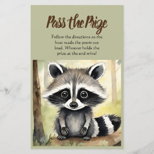 Lámina Pasar el juego del premio Cute Raccoon Baby Shower