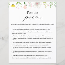 Lámina Pasar el juego Poem Bridal Shower
