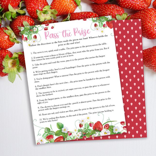 Lámina Pasar el premio | Baby Shower de fresa (Subido por el creador)