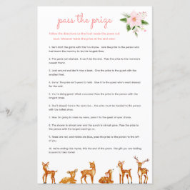 Lámina Pase el premio Baby Shower Game Pink Floral Deer