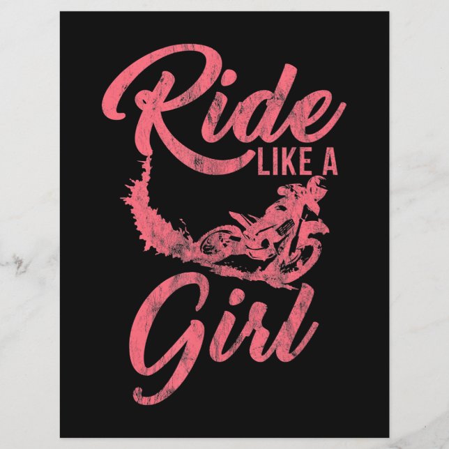 Lámina Paseo Como Un Regalo Funny De Motocicleta Chica (Anverso)