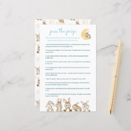 Lámina Pass The Prize Cute Bunny Blue Baby Shower Game