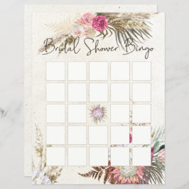 Lámina Pastel Boho Neutral Floral Bridal Shower Bingo