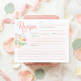 Lámina Pastel Floral Whimsical Bridal Shower Recipe Card