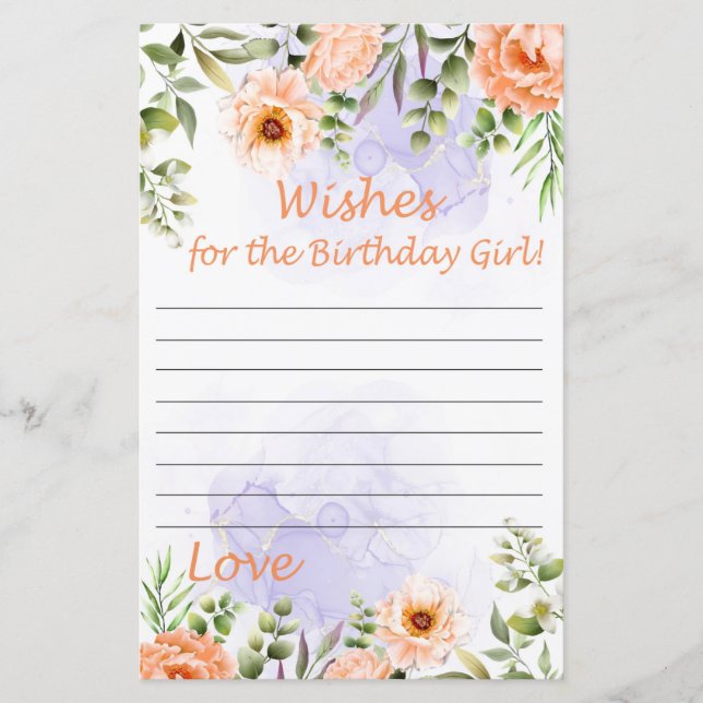 Lámina Pastel Flowers quiere el chica de cumpleaños (Anverso)