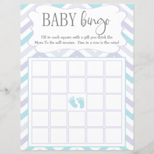 Lámina Pastel Lavender y Aqua Zig Zag Baby Bingo