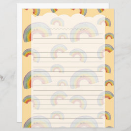 Lámina Pastel Orange Kawaii Rainbow Stationery Paper