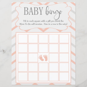 Lámina Pastel Peach y Gray Zig Zag Baby Bingo