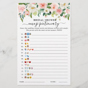 Lámina Pastel Rubor Floral Botanical Bridal Shower Game