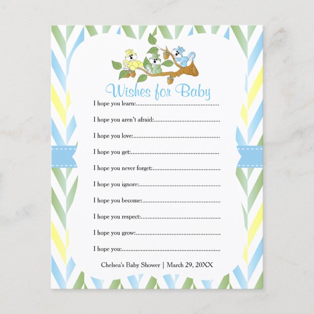 Lámina Pastel Squirrel Baby Boy Ducha - Deseos (Anverso)