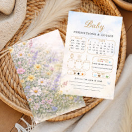Lámina Pastel Wildflower Baby Predictions Advice Card