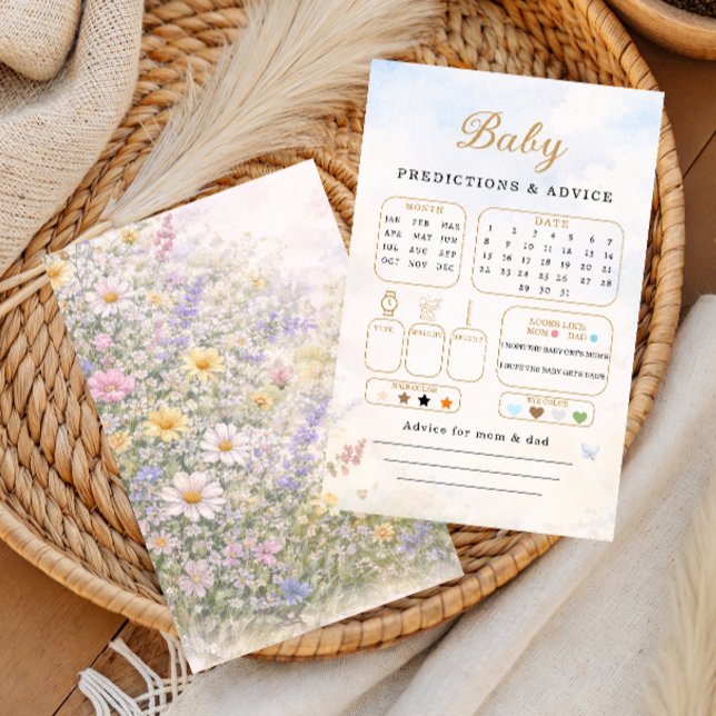 Lámina Pastel Wildflower Baby Predictions Advice Card (Subido por el creador)