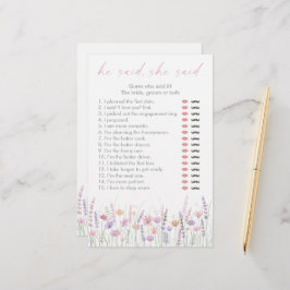 Lámina Pastel Wildflowers He Said She Said Bridal Game