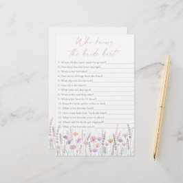Lámina Pastel Wildflowers Who Knows the Bride Best Game