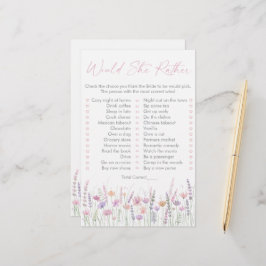 Lámina Pastel Wildflowers Would She Rather Bridal Game