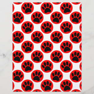 Lámina Patas de perro negras con puntos rojos de polka