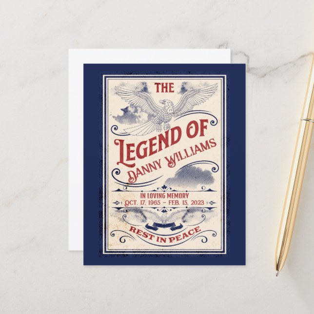 Lámina Patriotic Memorial Veteran Funeral Paper (Anverso/Reverso In Situ)