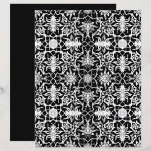 Lámina Patrón Art Nouveau chino blanco y negro