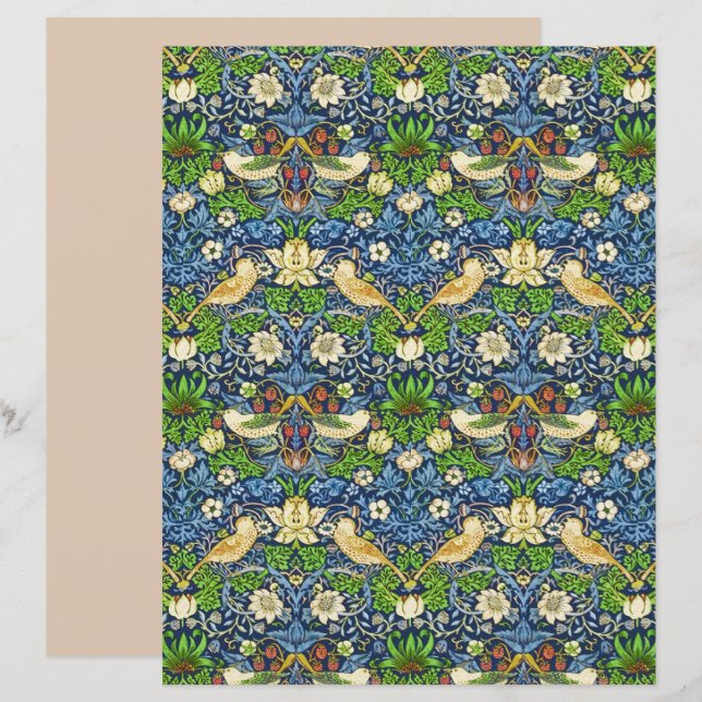 Lámina Patrón Art Nouveau de Aves y Flores (Anverso / Reverso)