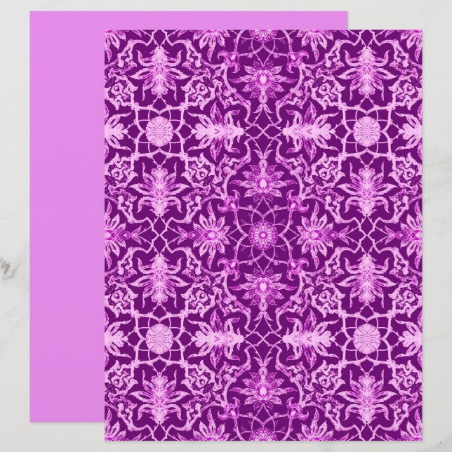 Lámina Patrón chino de Art Nouveau, morado de antigüedade (Anverso / Reverso)